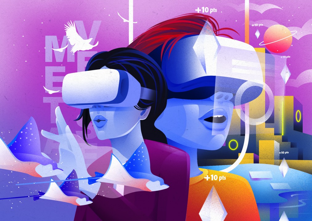 Virtual metaverse world with avatar